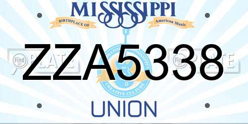 ZZA5338 Mississippi License Plate