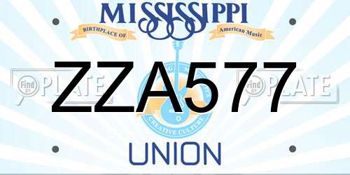 ZZA577 Mississippi License Plate