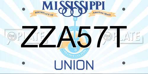 ZZA57T Mississippi License Plate