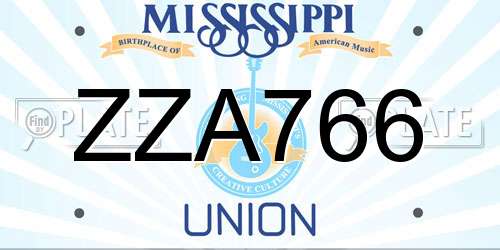 ZZA766 Mississippi License Plate