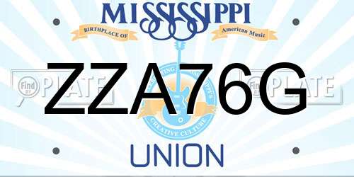 ZZA76G Mississippi License Plate