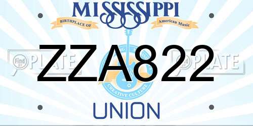 ZZA822 Mississippi License Plate
