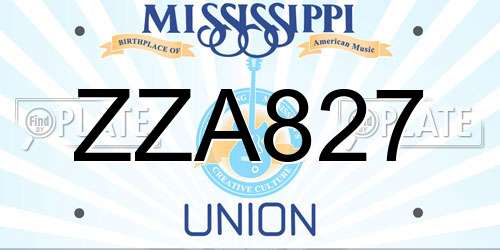 ZZA827 Mississippi License Plate