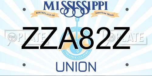 ZZA82Z Mississippi License Plate