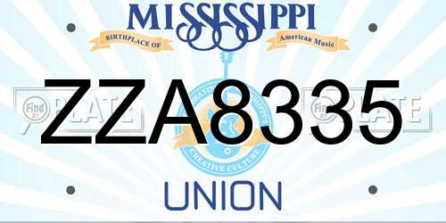 ZZA8335 Mississippi License Plate