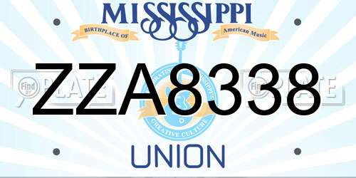 ZZA8338 Mississippi License Plate