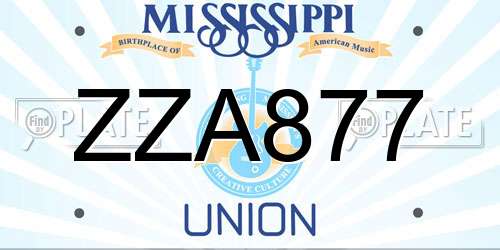 ZZA877 Mississippi License Plate