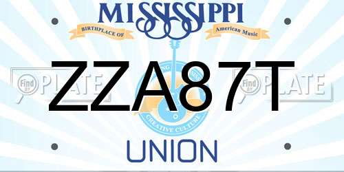 ZZA87T Mississippi License Plate