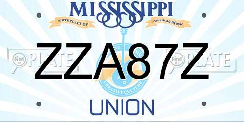 ZZA87Z Mississippi License Plate