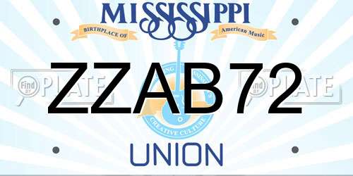 ZZAB72 Mississippi License Plate
