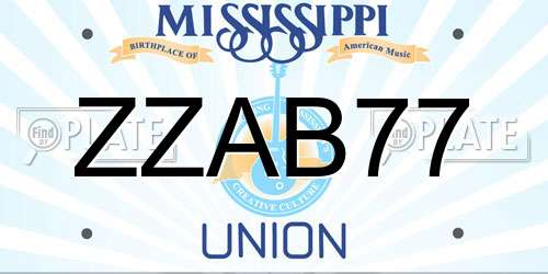 ZZAB77 Mississippi License Plate