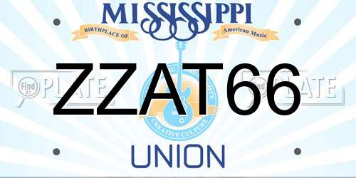 ZZAT66 Mississippi License Plate
