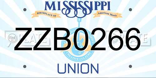 ZZB0266 Mississippi License Plate