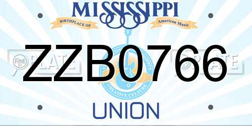 ZZB0766 Mississippi License Plate