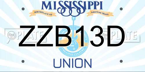ZZB13D Mississippi License Plate