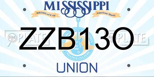 ZZB13O Mississippi License Plate