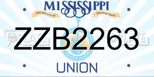 ZZB2263 Mississippi License Plate
