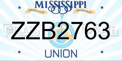 ZZB2763 Mississippi License Plate