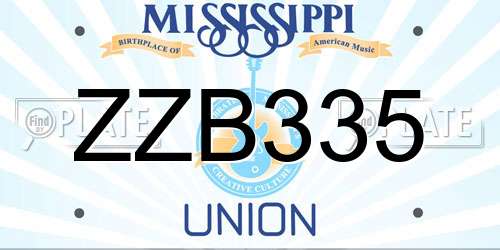 ZZB335 Mississippi License Plate