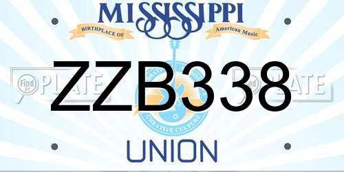 ZZB338 Mississippi License Plate