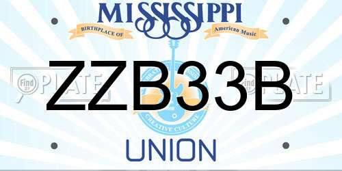 ZZB33B Mississippi License Plate