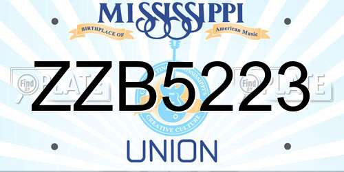 ZZB5223 Mississippi License Plate