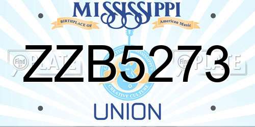 ZZB5273 Mississippi License Plate