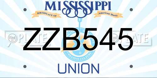 ZZB545 Mississippi License Plate