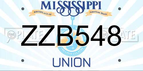 ZZB548 Mississippi License Plate