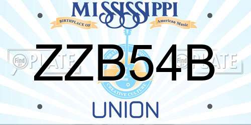ZZB54B Mississippi License Plate