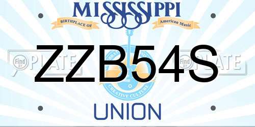 ZZB54S Mississippi License Plate