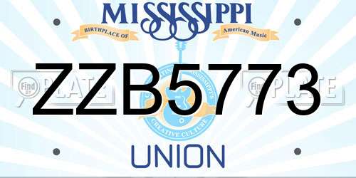 ZZB5773 Mississippi License Plate