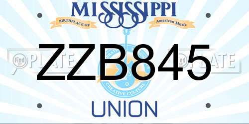 ZZB845 Mississippi License Plate