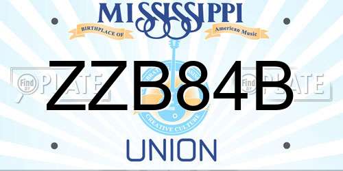 ZZB84B Mississippi License Plate