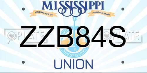 ZZB84S Mississippi License Plate