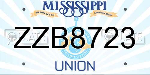 ZZB8723 Mississippi License Plate