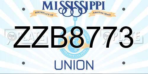 ZZB8773 Mississippi License Plate