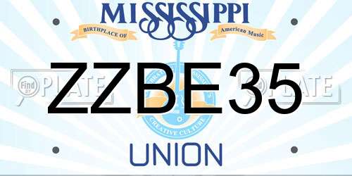 ZZBE35 Mississippi License Plate