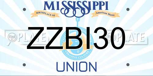 ZZBI30 Mississippi License Plate