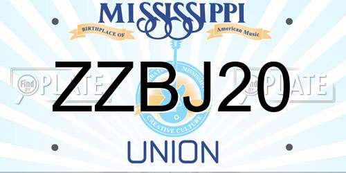 ZZBJ20 Mississippi License Plate
