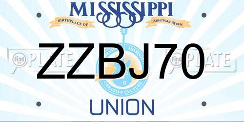 ZZBJ70 Mississippi License Plate