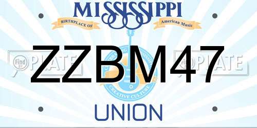 ZZBM47 Mississippi License Plate