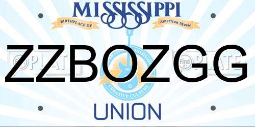 ZZBOZGG Mississippi License Plate