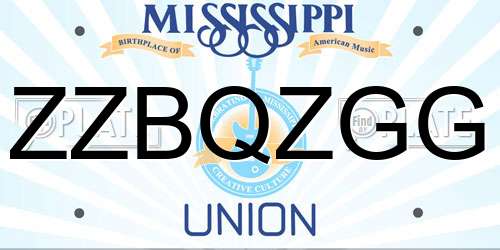 ZZBQZGG Mississippi License Plate