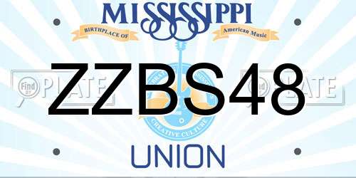 ZZBS48 Mississippi License Plate