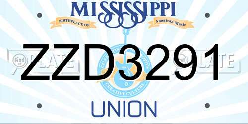 ZZD3291 Mississippi License Plate