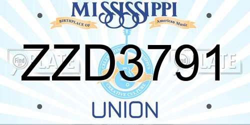 ZZD3791 Mississippi License Plate