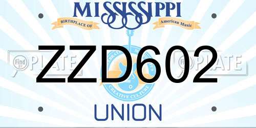 ZZD602 Mississippi License Plate