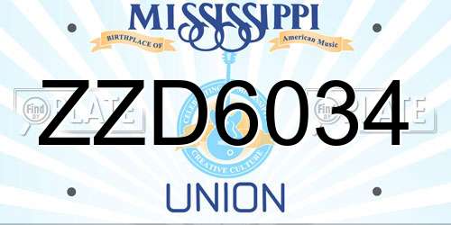 ZZD6034 Mississippi License Plate