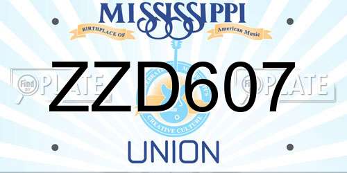 ZZD607 Mississippi License Plate